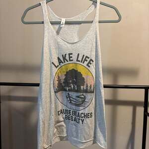 Women's Lake Life Cuz Beaches Be Salty Racerback Tank Top